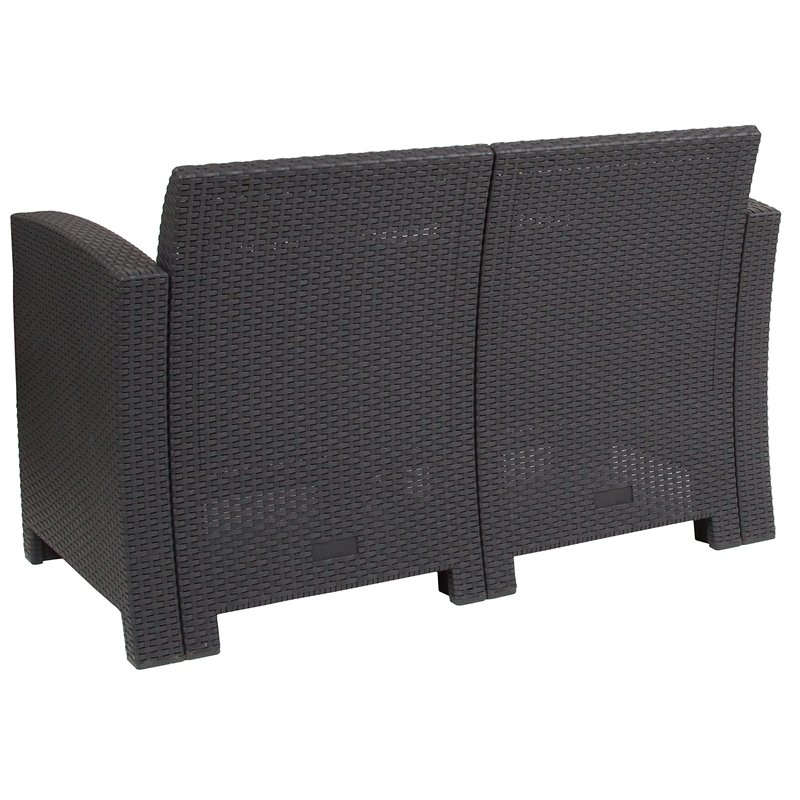Afuera Living Wicker Patio Loveseat in Dark Gray