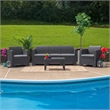 Afuera Living Wicker Plank Top Patio Coffee Table in Dark Gray
