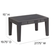 Afuera Living Wicker Plank Top Patio Coffee Table in Dark Gray