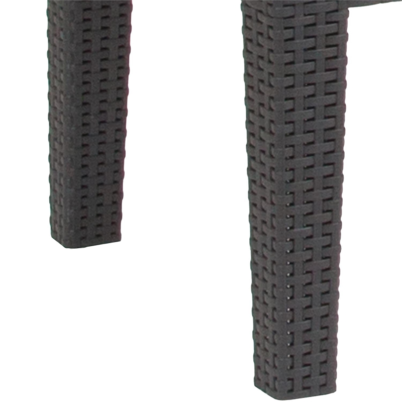 Afuera Living Wicker Plank Top Patio Coffee Table in Dark Gray