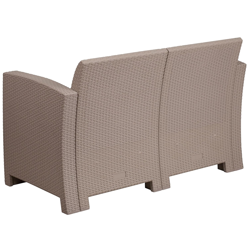 Afuera Living Wicker Patio Loveseat in Light Gray