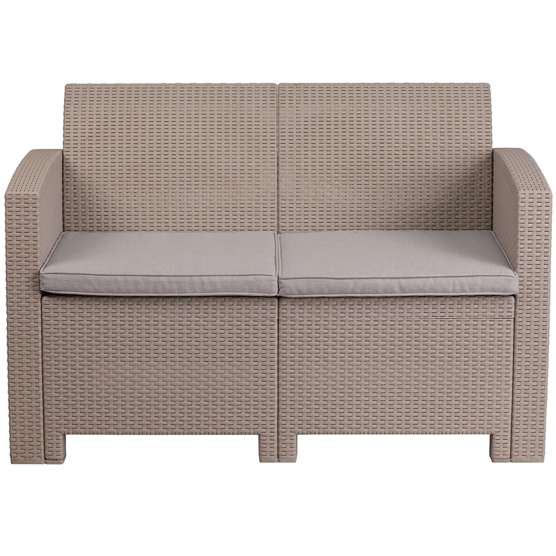 Afuera Living Wicker Patio Loveseat in Light Gray