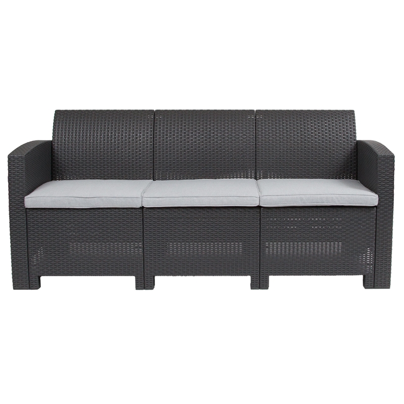 Afuera Living Wicker Patio Sofa in Dark Gray