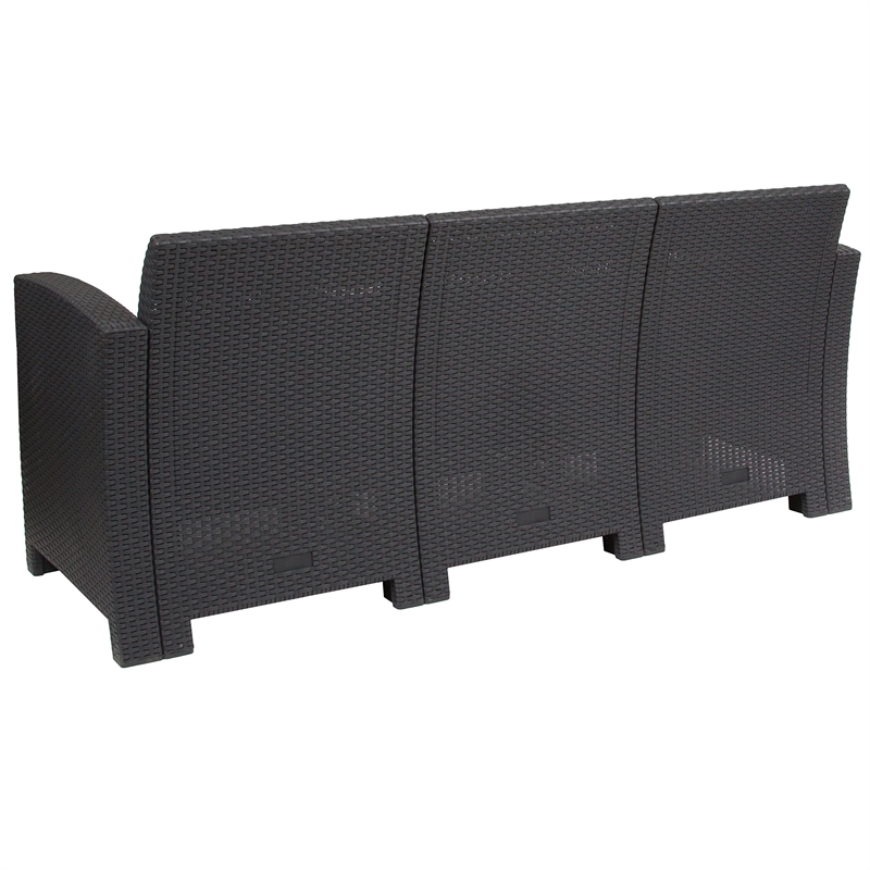 Afuera Living Wicker Patio Sofa in Dark Gray