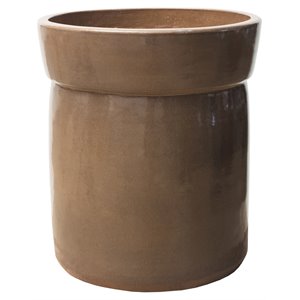 Afuera Living  Modern 22&quot Round Modern Planter in Taupe Brown
