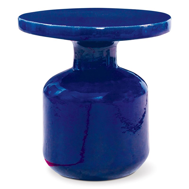 Afuera Living  Modern Ceramic Modern Bottle Accent Table in Navy Blue
