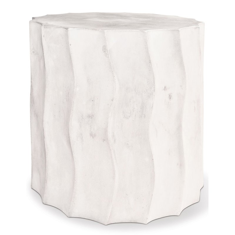 Afuera Living  Modern Concrete Short Wave Accent Table in Ebony White