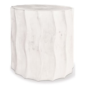 Afuera Living  Modern Concrete Short Wave Accent Table in Ebony White