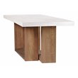 Afuera Living  Modern Teak Wood and Concrete Dining Table in Ivory White