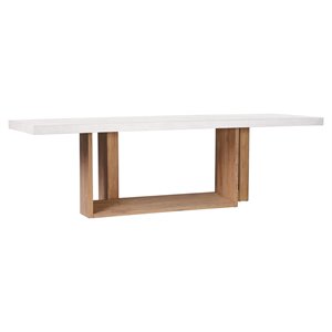 afuera living  modern teak wood and concrete dining table in ivory white