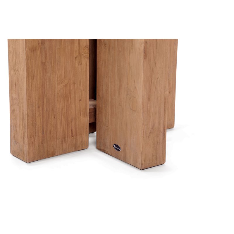 Afuera Living  Modern Teak Wood and Concrete Dining Table in Slate Gray