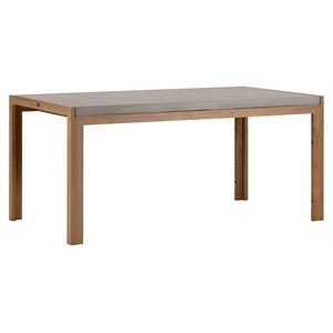 afuera living  modern teak wood and concrete dining table in slate gray