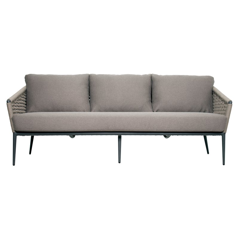 Afuera Living  Modern Aluminum 3-Seat Sofa in Dark Gray