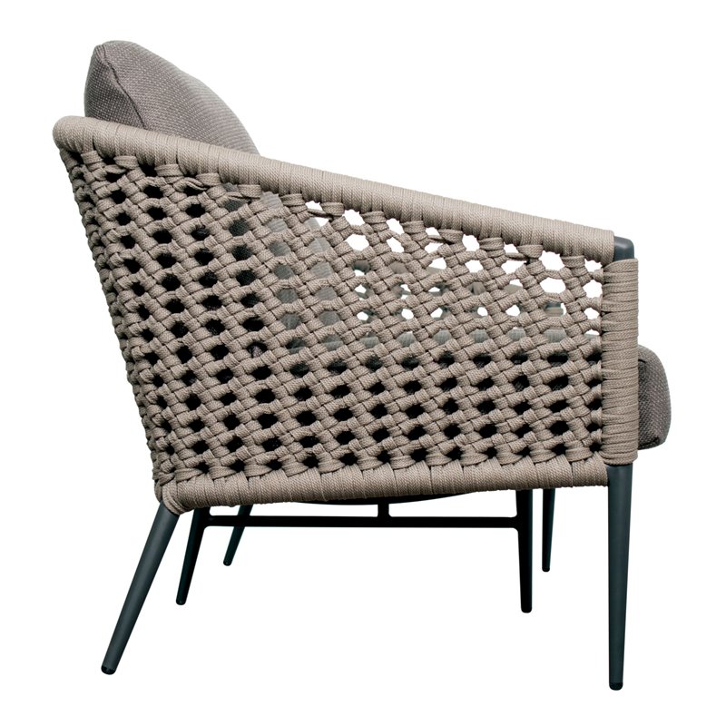 Afuera Living  Modern Aluminum 3-Seat Sofa in Dark Gray