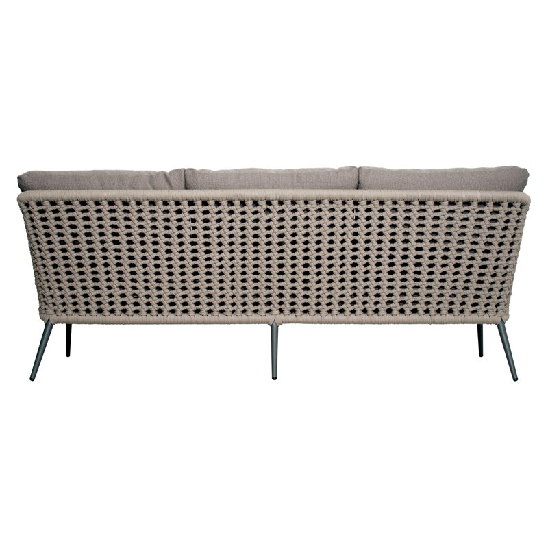 Afuera Living  Modern Aluminum 3-Seat Sofa in Dark Gray