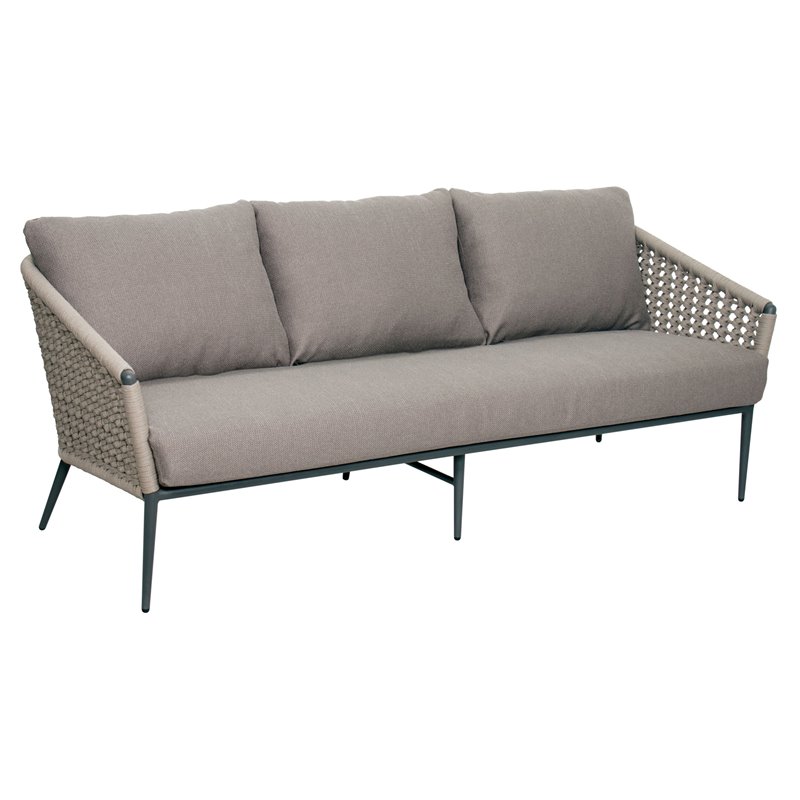 Afuera Living  Modern Aluminum 3-Seat Sofa in Dark Gray