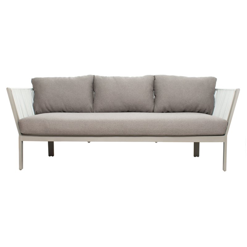 Afuera Living  Modern Aluminum 3-Seat Sofa in Light Gray