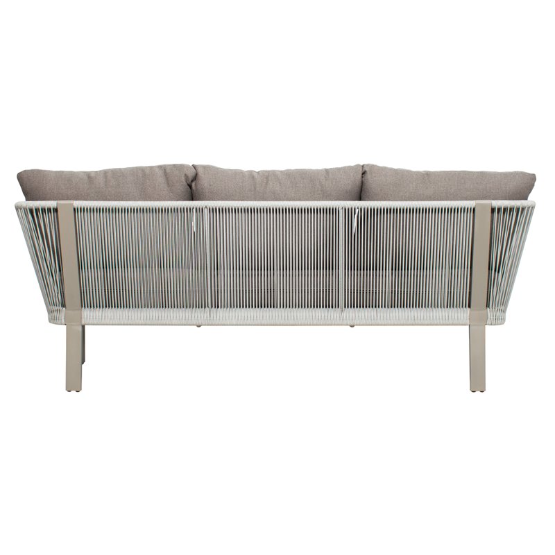Afuera Living  Modern Aluminum 3-Seat Sofa in Light Gray