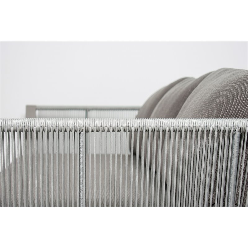 Afuera Living  Modern Aluminum 3-Seat Sofa in Light Gray