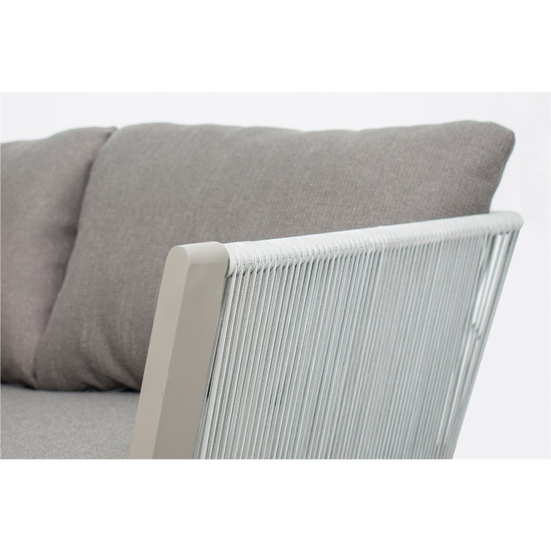 Afuera Living  Modern Aluminum 3-Seat Sofa in Light Gray