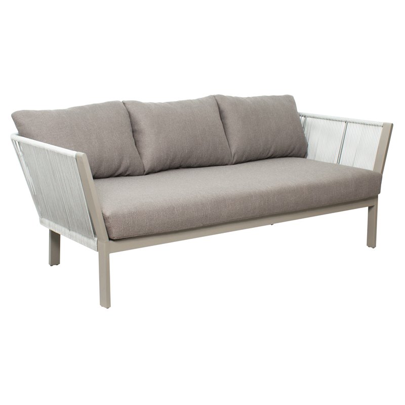 Afuera Living  Modern Aluminum 3-Seat Sofa in Light Gray