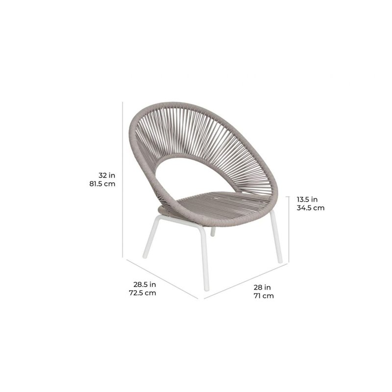 Afuera Living  Modern Aluminum Lounge Chair in Coconut White