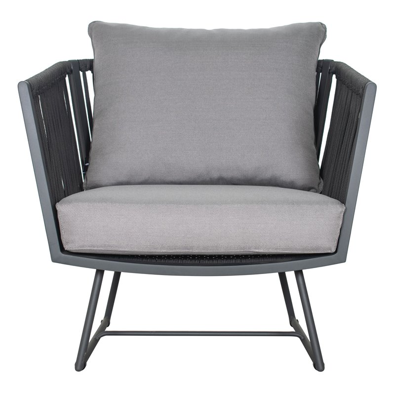 Afuera Living  Modern Aluminum Lounge Chair in Dark Gray