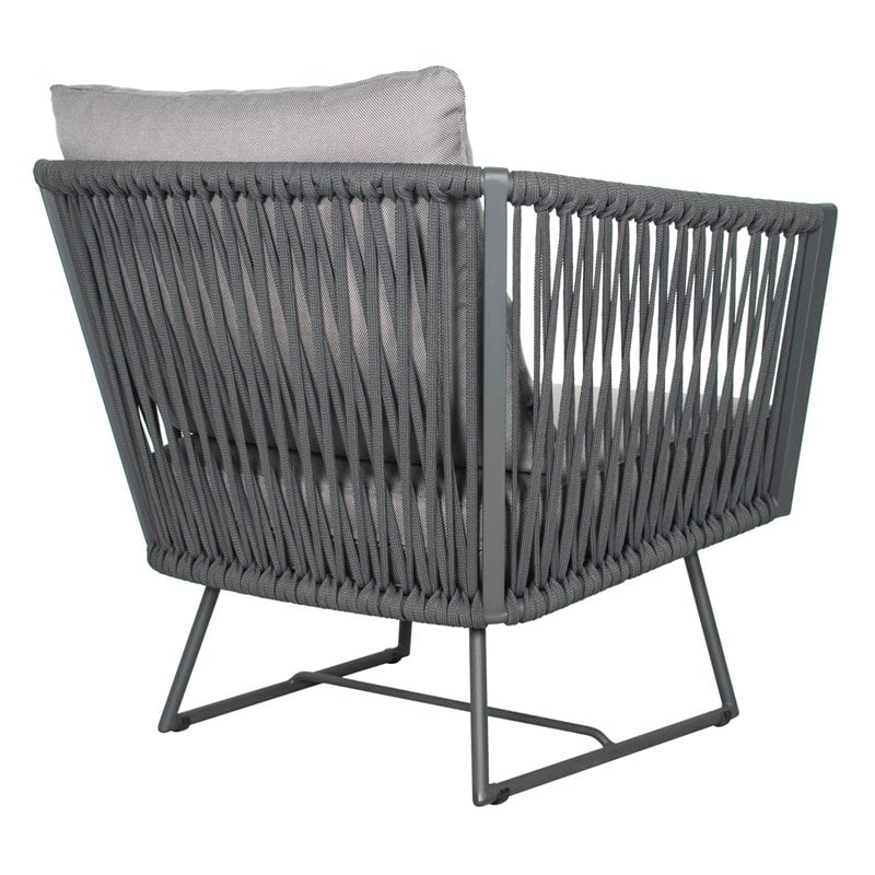 Afuera Living  Modern Aluminum Lounge Chair in Dark Gray
