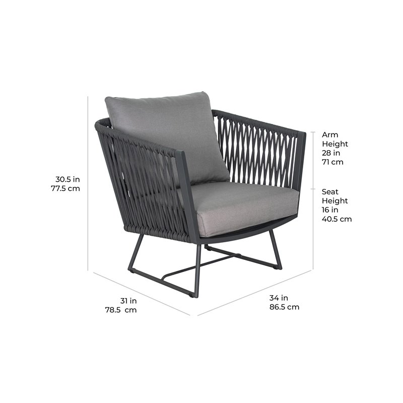 Afuera Living  Modern Aluminum Lounge Chair in Dark Gray