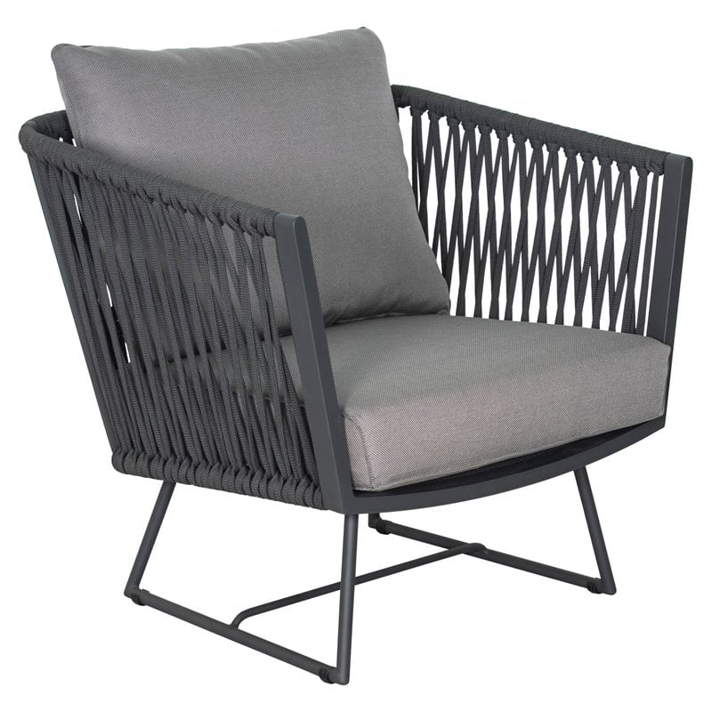 Afuera Living  Modern Aluminum Lounge Chair in Dark Gray