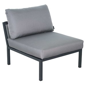 afuera living  modern aluminum sectional armless chair in dark gray and pebble