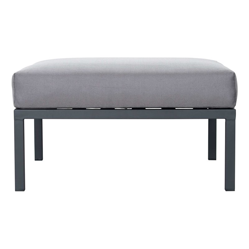 Afuera Living  Modern Aluminum Sectional Ottoman in Dark Gray and Pebble