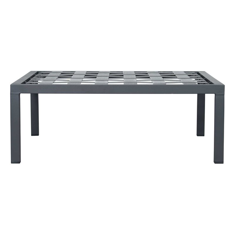 Afuera Living  Modern Aluminum Sectional Ottoman in Dark Gray and Pebble