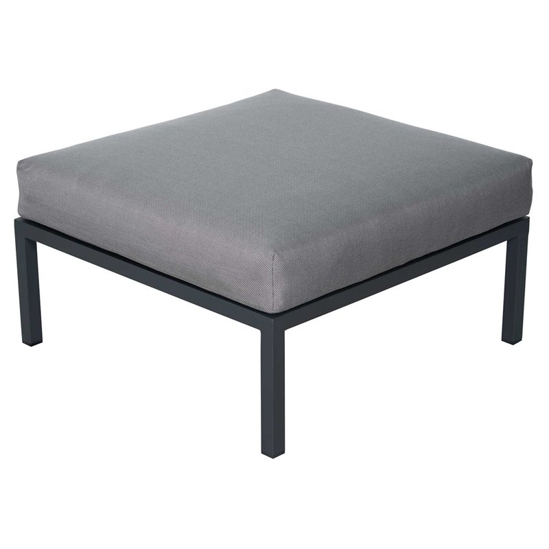 Afuera Living  Modern Aluminum Sectional Ottoman in Dark Gray and Pebble