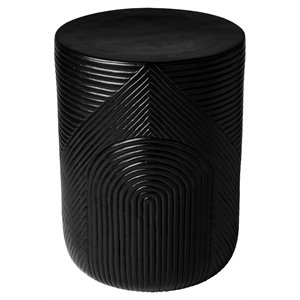 Afuera Living  Modern Ceramic 14&quot Textured End Table in Black
