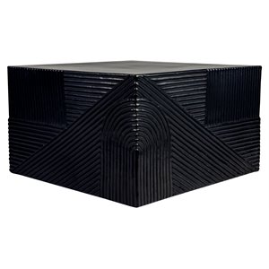 Afuera Living  Modern Ceramic 24&quot Textured Square Table in Black
