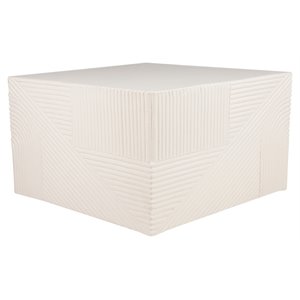 Afuera Living  Modern Ceramic 24&quot Textured Square Table in Cream