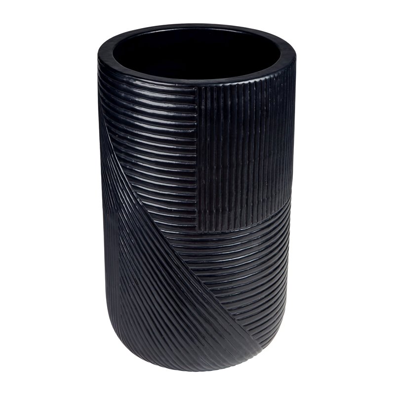 Afuera Living  Modern Ceramic 2-Piece Textured Planters in Black