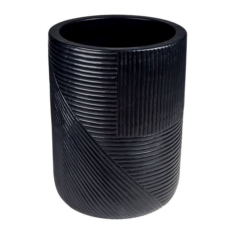 Afuera Living  Modern Ceramic 2-Piece Textured Planters in Black