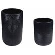 Afuera Living  Modern Ceramic 2-Piece Textured Planters in Black