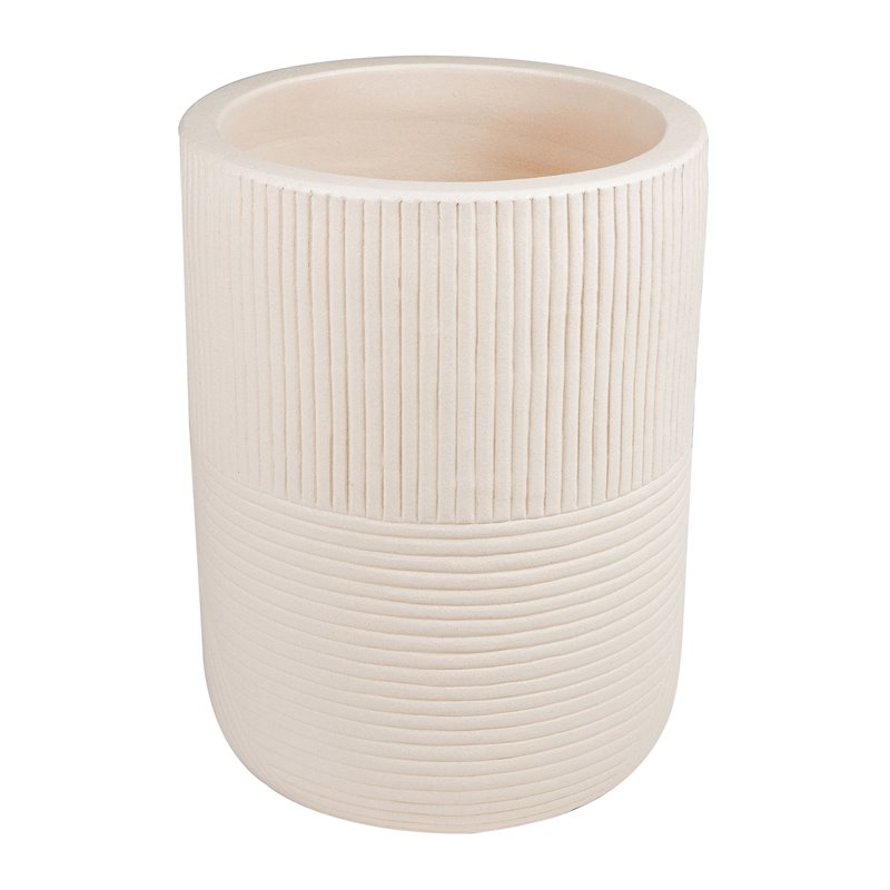 Afuera Living  Modern Ceramic 2-Piece Textured Planters in Cream