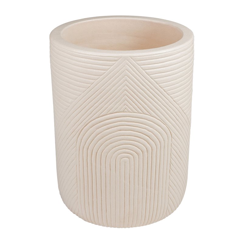 Afuera Living  Modern Ceramic 2-Piece Textured Planters in Cream