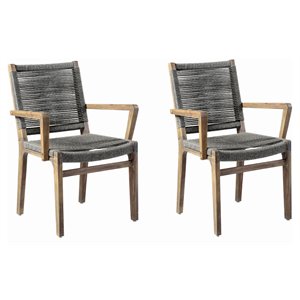 Afuera Living  Modern 17&quot Wood Armchair in Mixed Gray (Set of 2)
