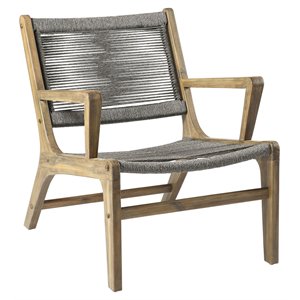 afuera living  modern wood lounge chair in mixed gray rope
