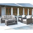 Afuera Living Contemporary 4 Piece Outdoor Sofa Set in Gray Fabric