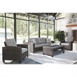 Afuera Living Contemporary 4 Piece Outdoor Sofa Set in Gray Fabric