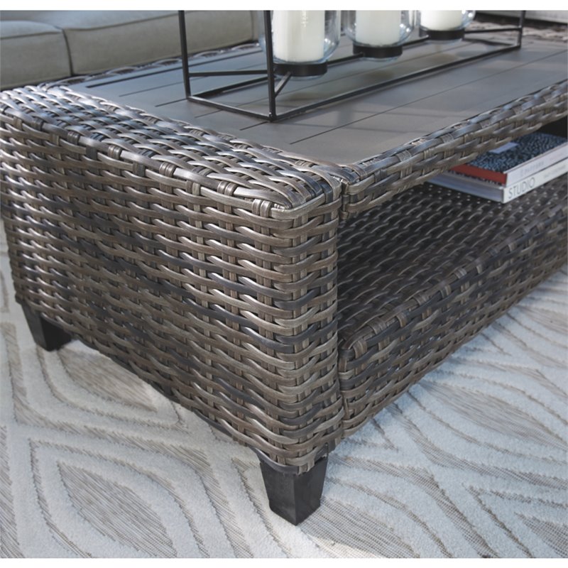 Afuera Living Contemporary 4 Piece Outdoor Sofa Set in Gray Fabric