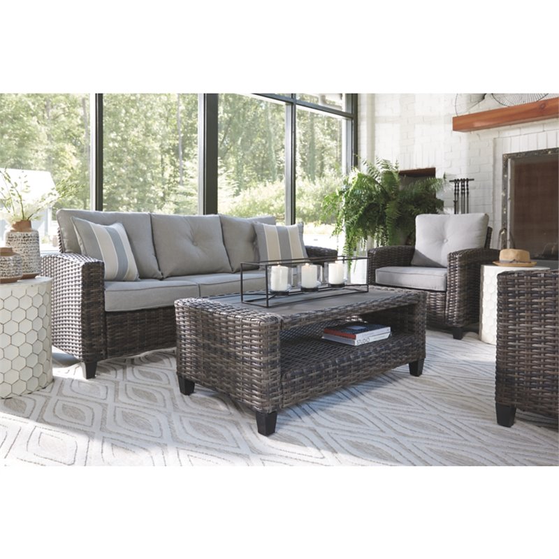 Afuera Living Contemporary 4 Piece Outdoor Sofa Set in Gray Fabric