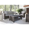 Afuera Living Contemporary 4 Piece Outdoor Sofa Set in Gray Fabric