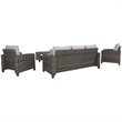 Afuera Living Contemporary 4 Piece Outdoor Sofa Set in Gray Fabric